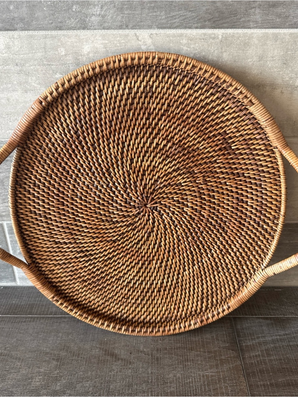 Pampered Chef Woven Selections Wicker Serving Tray W/Handles 16”